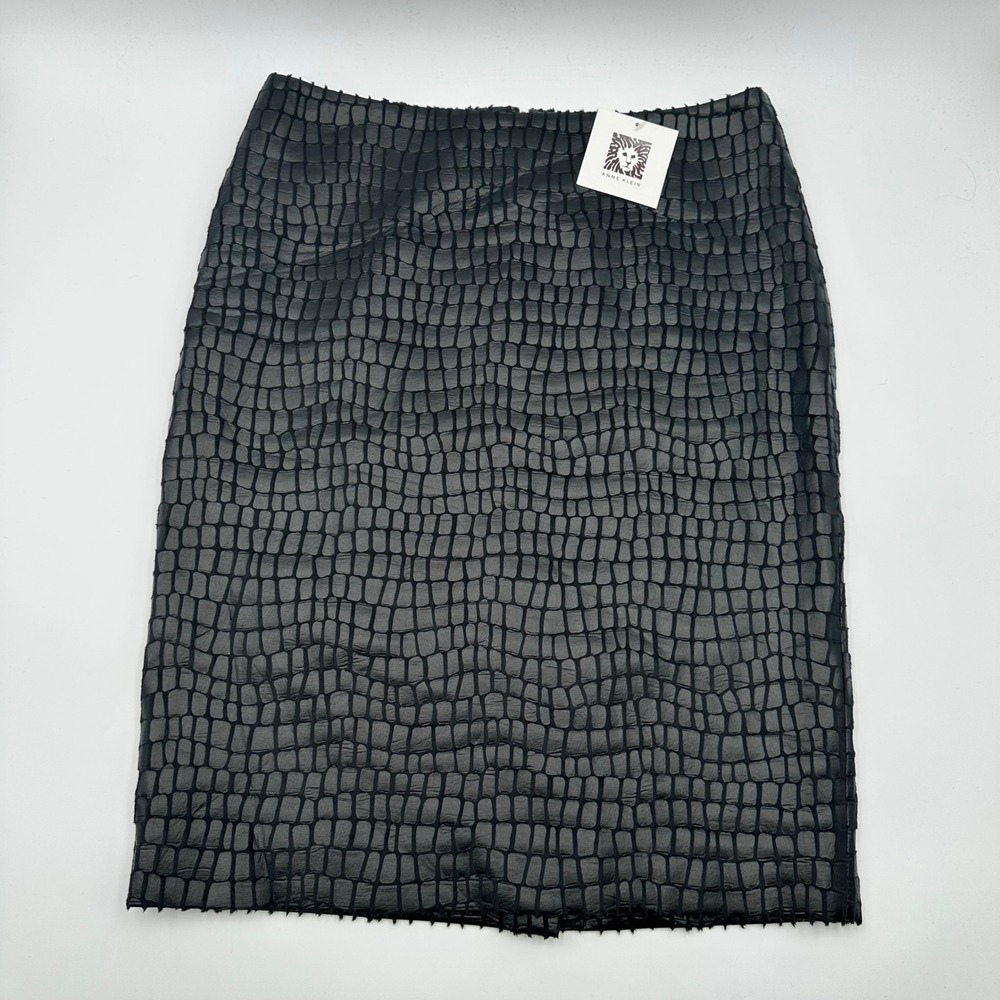 Anne Klein Black Croc‎ Embossed Pencil Skirt Career Wear Business Women's Size 4